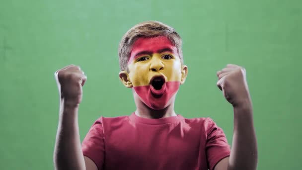 Hiszpański Fan Świętuje Bramkę — Wideo stockowe