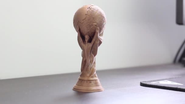 Close Troféu Copa Mundo Fifa 2018 Miniatura — Vídeo de Stock