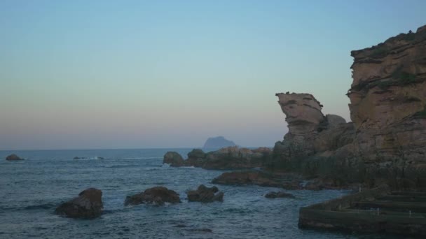 Scogliere Rocciose Sulla Costa Fronte Yehliu Geopark New Taipei Taiwan — Video Stock