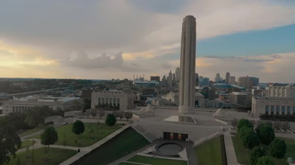 Memorial Hill Kansas City Only World War Memorial Country Filmed — Stock Video