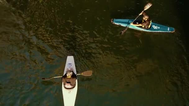 Team Playing Kayak Polo Lady Bird Lake Austin Texas — Stock Video