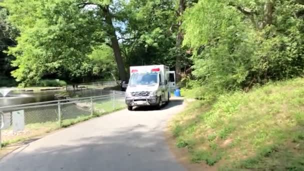 你的城市公园的救护车 — 图库视频影像