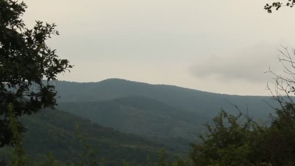 Beautiful View Hills Romania Rainy Day — ストック動画