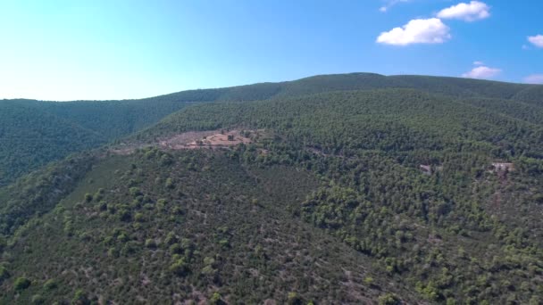 Aerial Footage Mountain Argolis Greece View Saronic Gulf Reveal Shot — Stock Video
