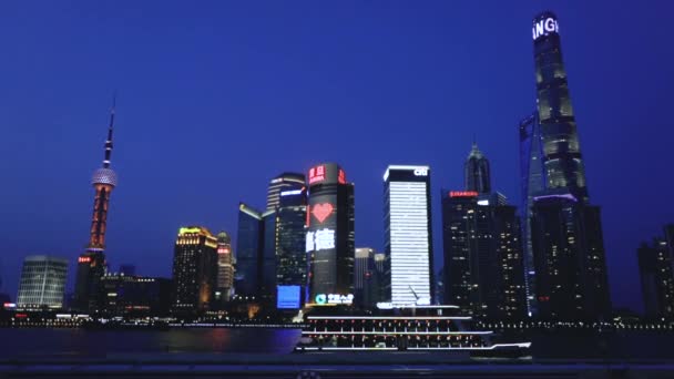 Vedere Spre Shanghai Skyline Peste Râul Bund — Videoclip de stoc