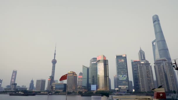 Bund Nehri Nin Karşısından Şangay Skyline Manzarası — Stok video