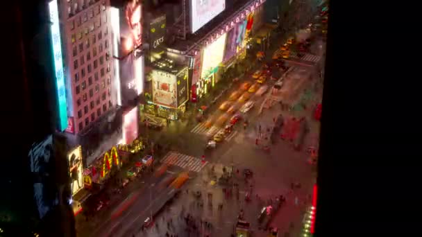 高層ビルからニューヨークのタイムズスクエアを見下ろすタイムラプス — ストック動画