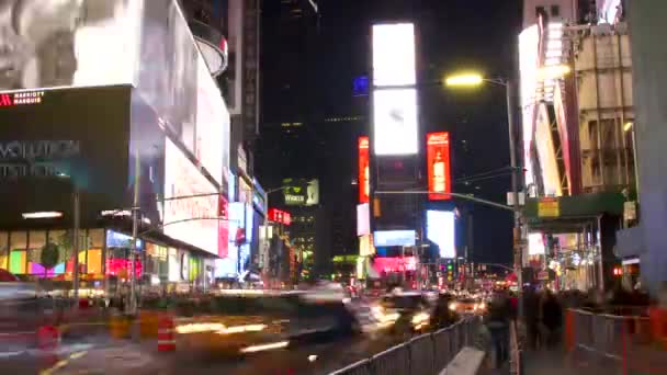 Cars Stop Time Lapse Times Square Com Grandes Telas Broadway — Vídeo de Stock