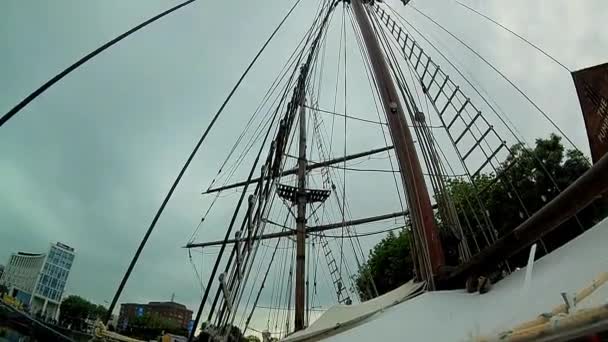 Captura Panorámica Mástil Barcos Piratas — Vídeo de stock