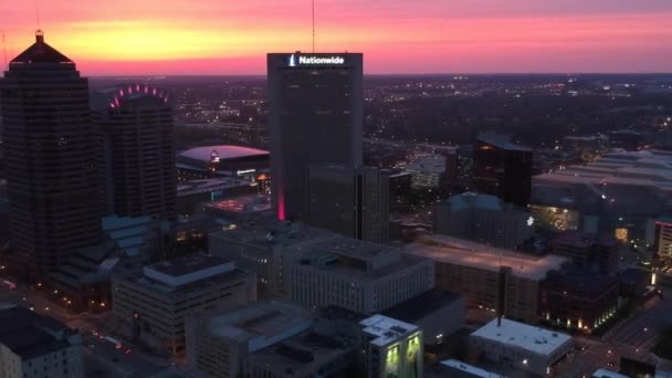 Sehr Schöner Sonnenuntergang Der Innenstadt Aufgenommen Mit Drohne Das War — Stockvideo