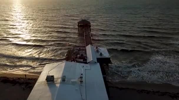 Pan Muelle Pesca Durante Amanecer — Vídeos de Stock