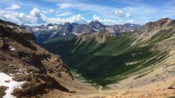 Vasto Valle Forestal Las Montañas Rocosas Canadienses Parque Nacional Banff — Vídeos de Stock