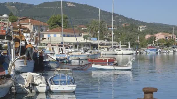 Roeiboot Vissersboot Met Visnet Grieks Eiland — Stockvideo