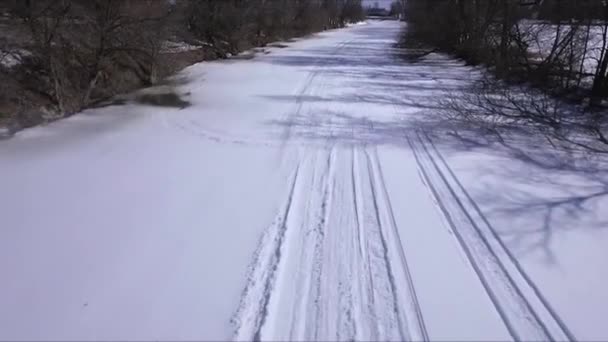 Río Evolución Aerial Invierno Primavera — Vídeo de stock