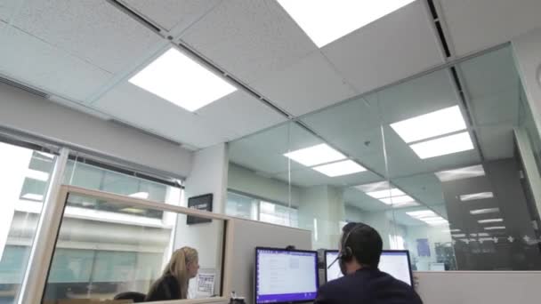 Office Workers Working Hard Desks Large Office — Stock Video