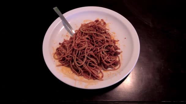 Plate Spaghetti Fork — ストック動画