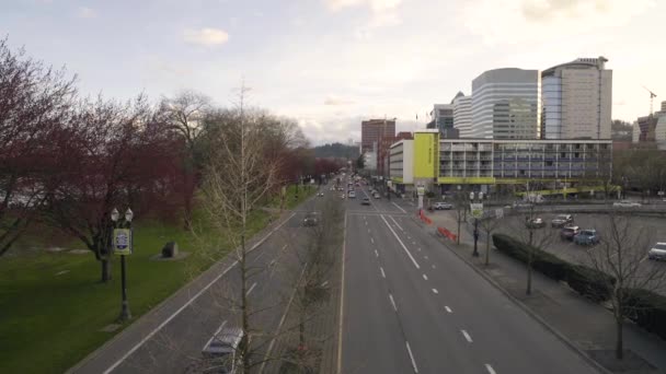 Portland Oregon Colpo Sul Lungomare Con Vista Sul Traffico Una — Video Stock