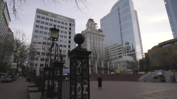 Portland Oregon Şehir Merkezindeki Binaların Sokak Manzarası — Stok video