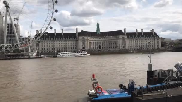 Hyperlapse London Southbank Looking River Thames Central London England — Stock Video