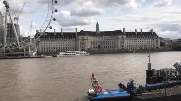 Hiperlapso Orilla Sur Londres Con Vistas Río Támesis Centro Londres — Vídeo de stock