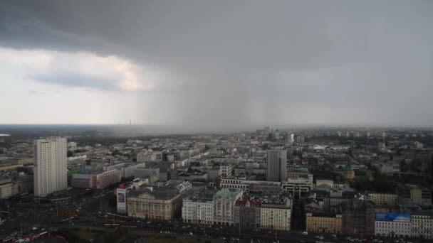 Otro Día Lluvioso Con Vistas Ciudad Varsovia — Vídeos de Stock