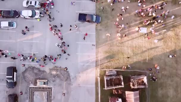 Overhead Drone Shot City Event Video Clip