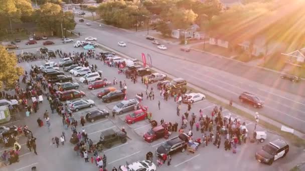 Tiro Aéreo Avión Tripulado Evento Ciudad — Vídeos de Stock