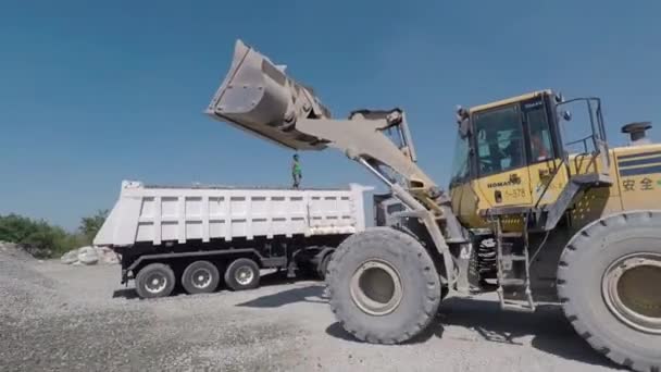 Nagranie Wideo Wysokiej Rozdzielczości Urządzeń Kamieniołomów Wydobywających Kamienie Piasek Lub — Wideo stockowe