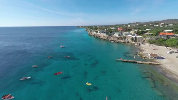 Une Belle Vue Aérienne Côte Île Avec Ciel Bleu Vif — Video