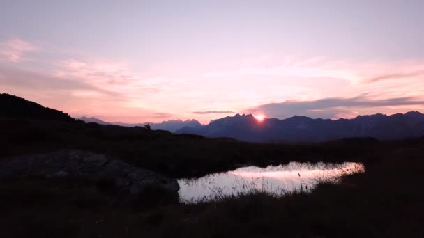 Sonnenaufgang Auf Dem Glungezer Bei Innsbruck — Stockvideo