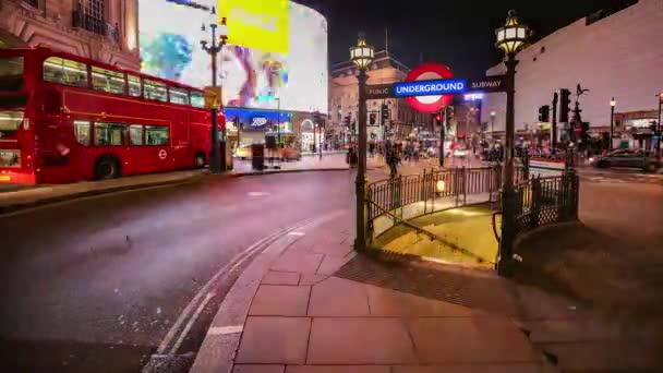Londres Reino Desatado 2018 Piccadilly Circus Night — Vídeos de Stock