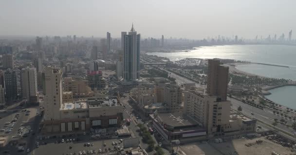 Drone Shot Kuwait City Salmiya Sea Side — Stok Video