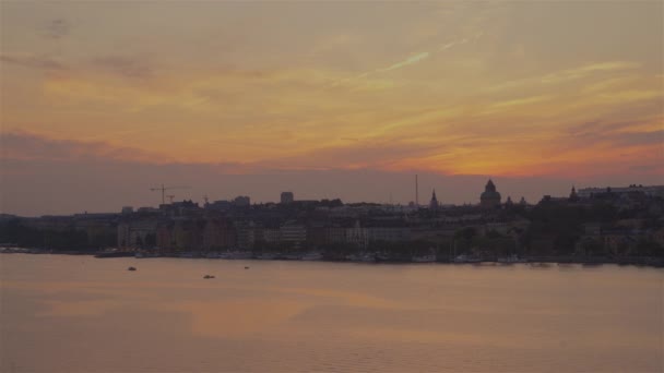 Pobřeží Stockholmu Během Nádherného Západu Slunce — Stock video
