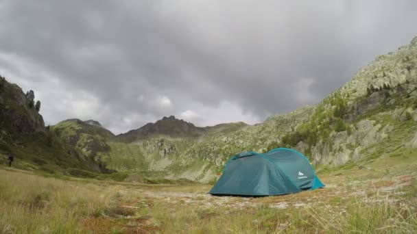 Wolk Timelapse Met Tent Aosta Vallei — Stockvideo