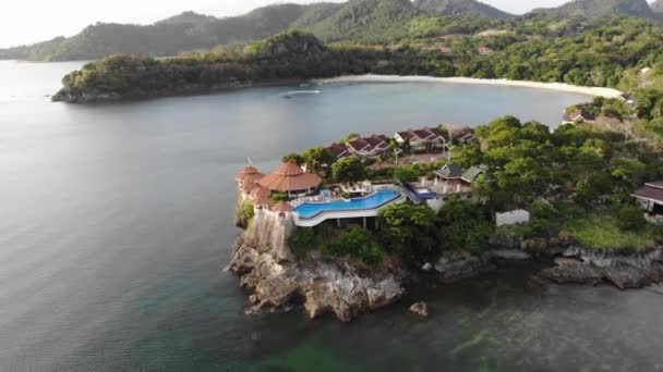 Zdjęcie Lotnicze Gwiazdkowego Hotelu Plaży Południowej Części Filipin — Wideo stockowe
