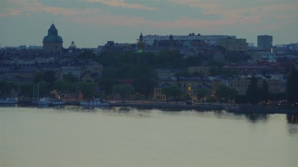 Pobřeží Stockholmu Během Nádherného Západu Slunce — Stock video