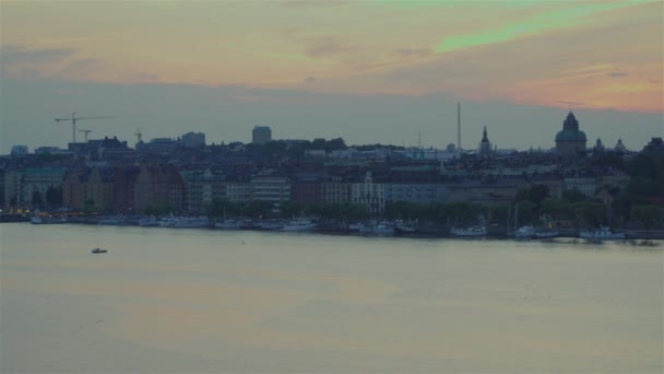 Pobřeží Stockholmu Během Nádherného Západu Slunce — Stock video