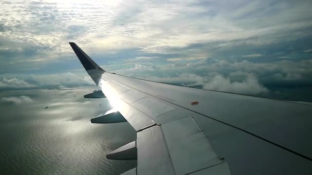 Sol Mañana Vista Desde Las Ventanas Del Avión — Vídeos de Stock