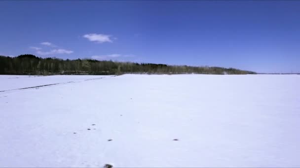 Campo Evoluzione Aereo Inverno Alla Primavera — Video Stock