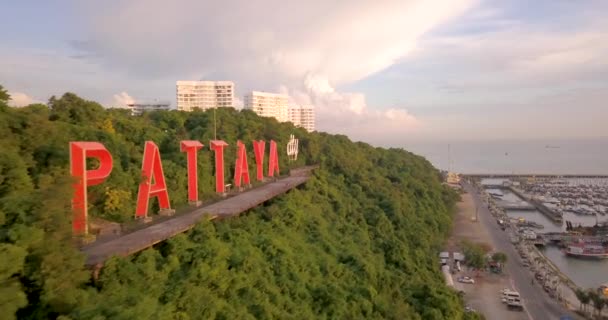 Tajlandia Pattaya Duży Znak Pattaya — Wideo stockowe