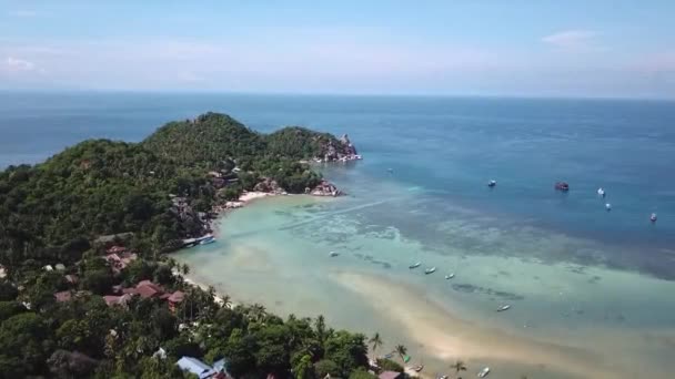 Båtar Vattnet Solig Dag Vid Ingången Till Koh Tao Island — Stockvideo