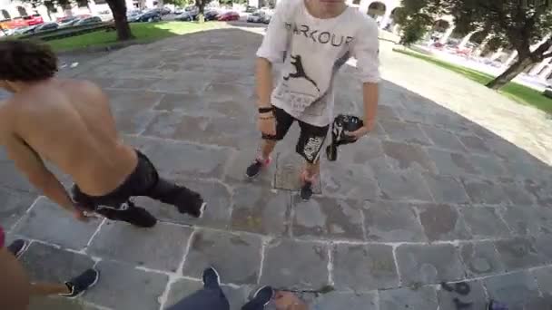 Utsikt Över Parkour Pov Gopro — Stockvideo