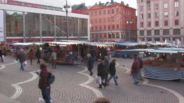 Estocolmo Downtown Mercado Livre Perto Konserthuset Hotorget — Vídeo de Stock