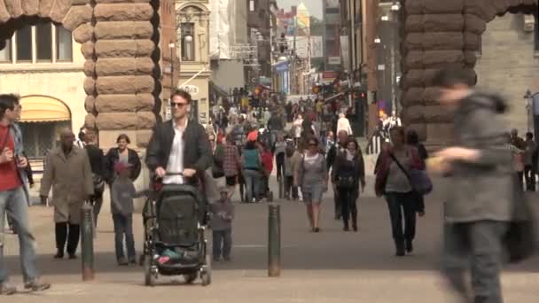 Стокгольм Вулиці Walking Street Натовп Вулиці Туризм Швеції — стокове відео