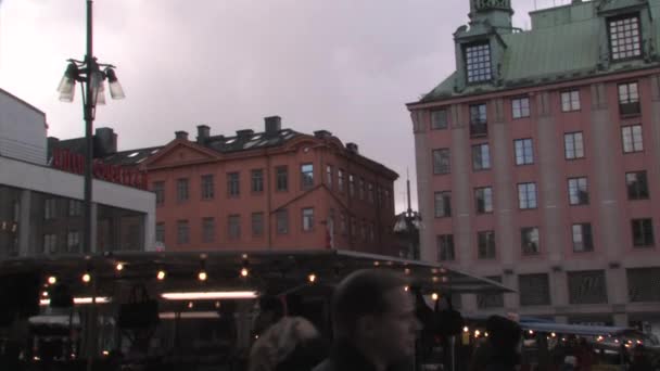 Stockholm Downtown Outdoor Market Konserthuset Hotorget — Stock Video