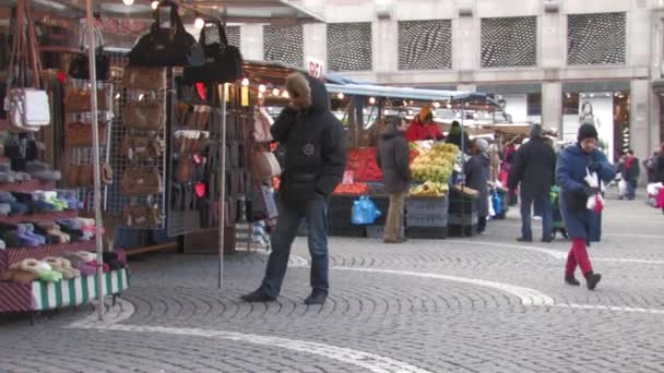 Freiluftmarkt Der Stockholmer Innenstadt Der Nähe Von Konserthuset Hotorget — Stockvideo