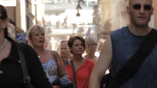 Stockholm Downtown Walking Street Strada Affollata Turismo Svezia — Video Stock