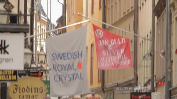 People Walking Stockholm Scenic Old Town Walking Street — Stock Video