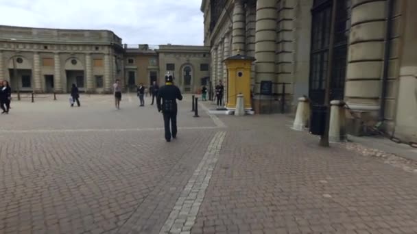 斯德哥尔摩王宫的值勤卫兵 — 图库视频影像