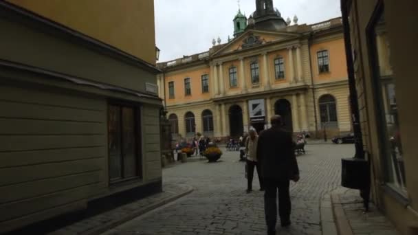 Walking Stockholm Scenic Old Town Steadicam — Stock Video